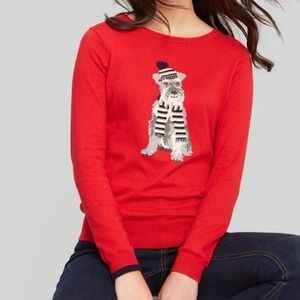 Joules Miranda Intarsia Sweater, Red w/Scottish Terrier Dog, Size 10, Whimsical